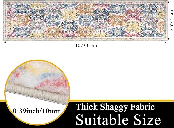Vaukki Hallway Runner Rug, Vintage Shaggy Soft Laundry Rug Runner, Non Slip - Image 2