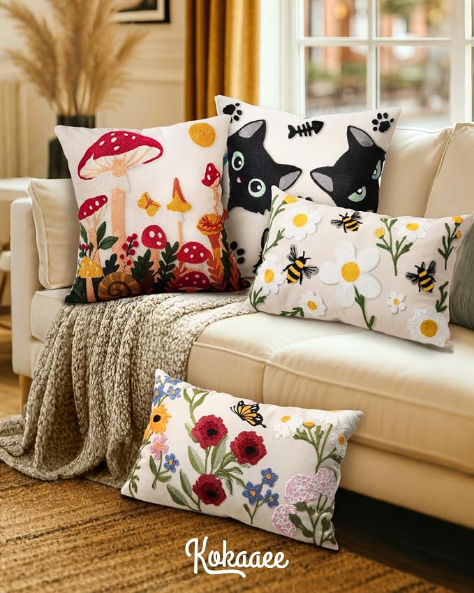 Embroidered Throw Pillow Cover 20x20 Inch - Image 6