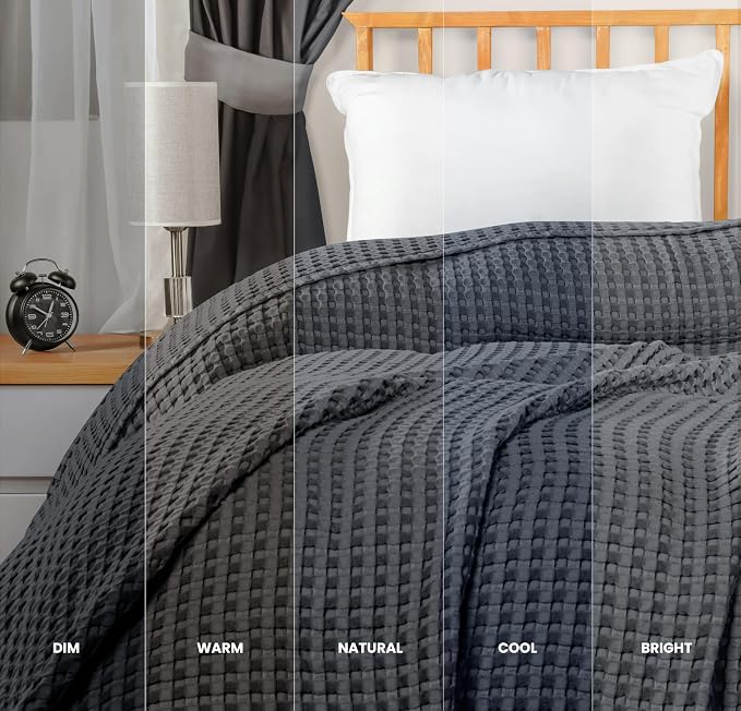 Utopia Bedding Charcoal 100% Cotton Waffle Blanket 300 GSM Soft Lightweight - Image 5
