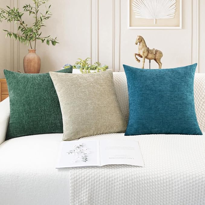 CaliTime Throw Pillow Covers Decorative 16 X 16 Inches Pack of 2 Cozy Chenille - Image 5