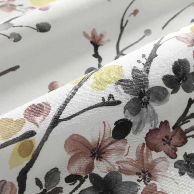 Leeva Watercolor Floral Kitchen Window Curtains, Farmhouse Style Print Linen - Image 6