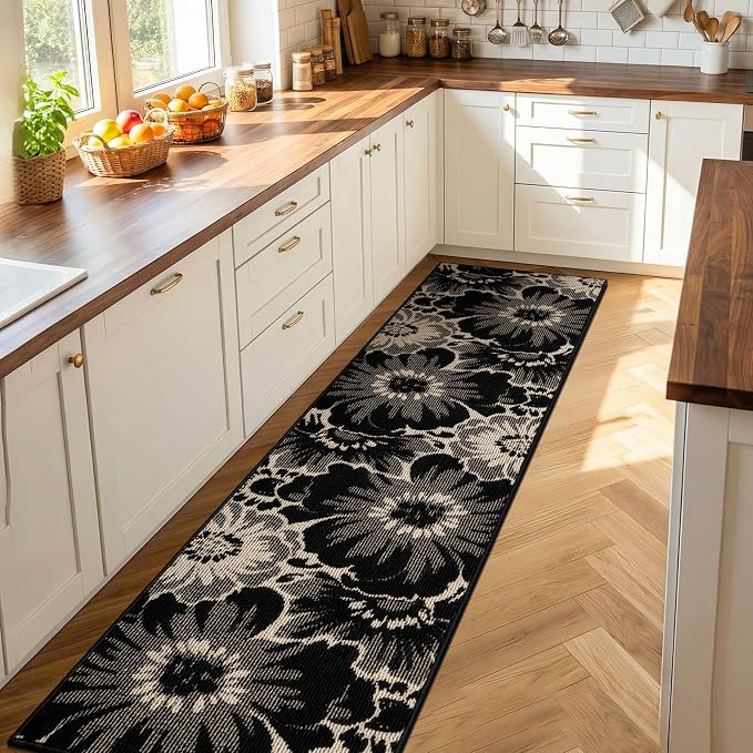 Findosom Hallway Runner Rug 2x10, Non Slip High-Low Textured Floral Washable - Image 7