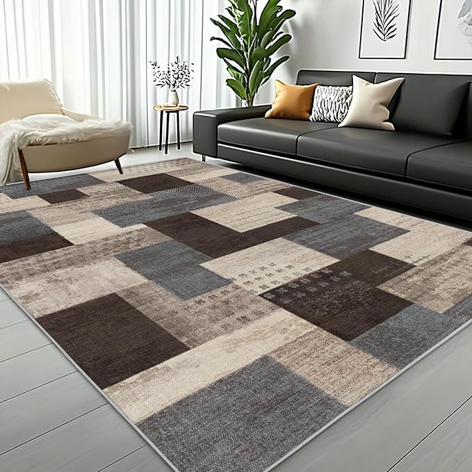 Modern Geometric Patchwork Indoor Area Rug - Image 5
