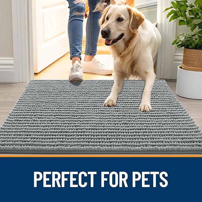 OLANLY Dog Door Mat for Muddy Paws 40x32, Ultra Absorbent Chenille Mud Doormat - Image 6