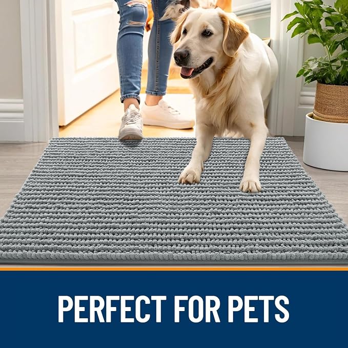 OLANLY Dog Door Mat for Muddy Paws 36x24, Ultra Absorbent Chenille Mud Doormat - Image 6