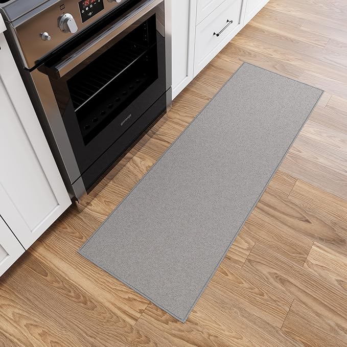 Ottomanson Hallway Runner Rug 20" x 53" Non Slip Solid Area Rugs Easy to Clean by Ottomanson