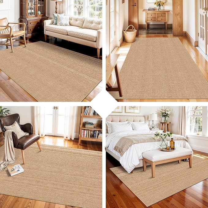 4x6 Jute Area Rug Washable: Non-Slip Indoor Floor Mat - Image 4