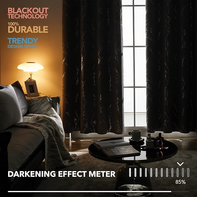 Deconovo Grey Blackout Curtains, Thermal Insulated Soundproof Drapes, 52 x 95 - Image 5