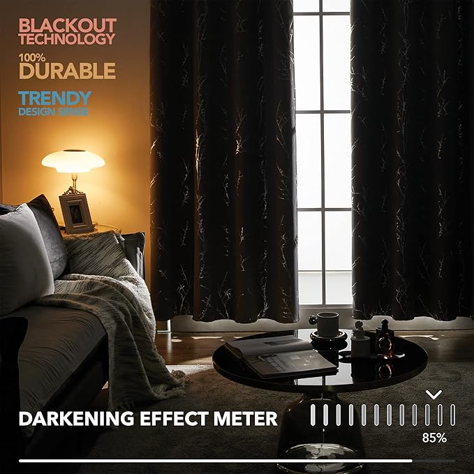 Deconovo Blackout Curtains Grey, Thermal Insulated Soundproof Drapes, 42 x 63 - Image 5