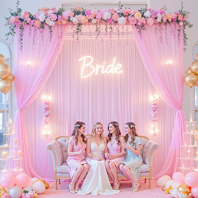 20ft x 15ft Pink Tulle Backdrop Curtain - Image 3