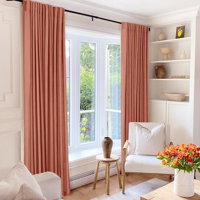 102 inch Linen Terracotta Curtains 2 Panels - Image 6