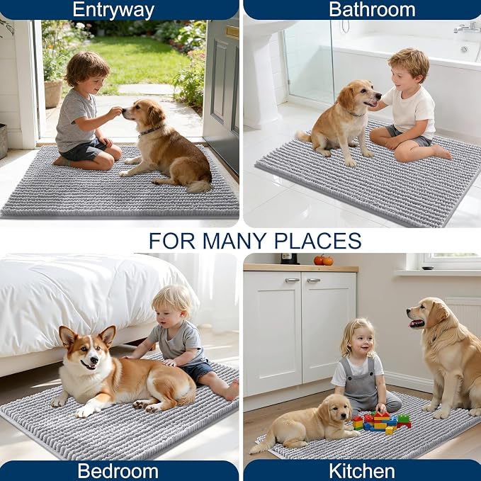 OLANLY Dog Door Mat for Muddy Paws 47x20, Ultra Absorbent Chenille Mud Doormat - Image 8