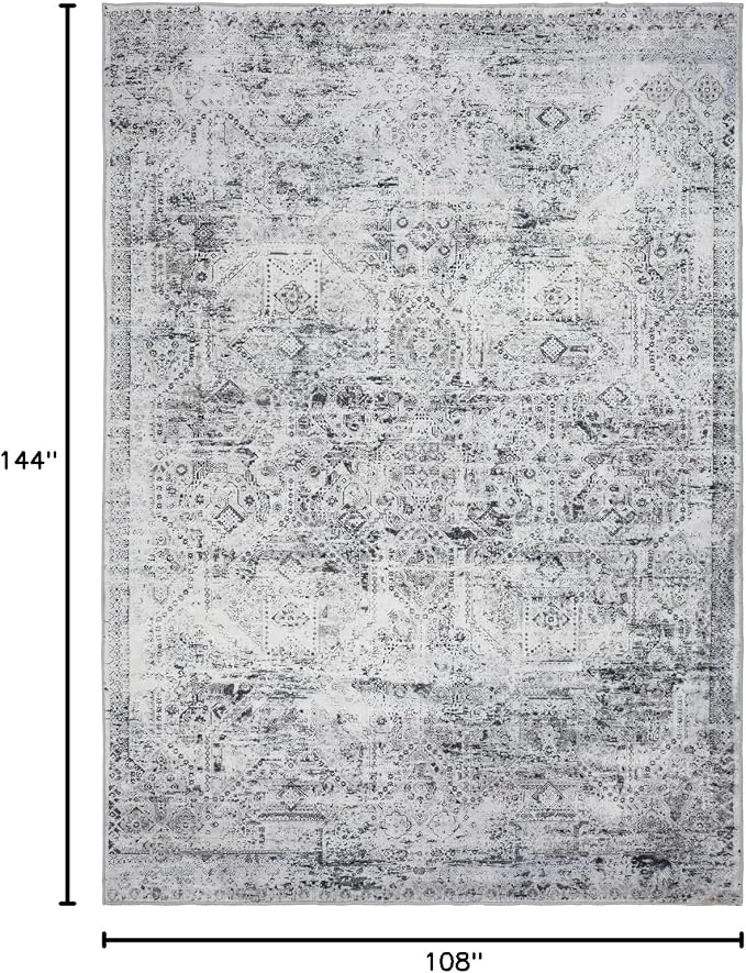 Area Rug 9×12, Large Vintage Boho Rug, Ultra-Soft Low Pile, Non Slip, Stain - Image 2