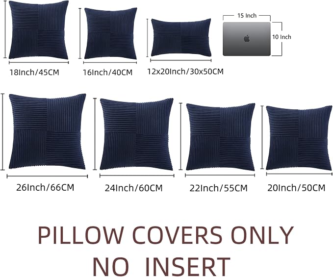 Fancy Homi 2 Packs Navy Blue Decorative Throw Pillow Covers 16x16 Inch - Image 7