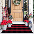 OLANLY Buffalo Plaid Rug 2'4" x 3'7" – Red and Black Cotton Checkered Doormat by OLANLY