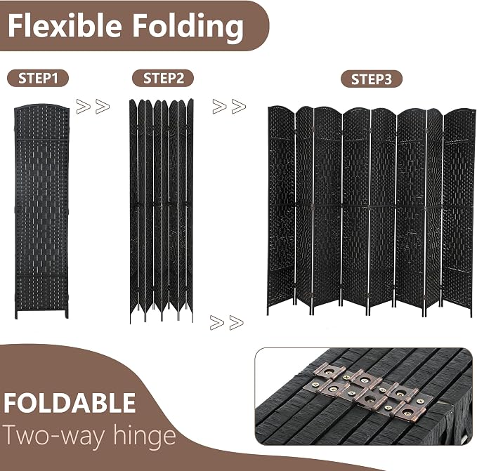 Room Divider 8 Panel Folding Privacy Divider 6 Ft Indoor Wall Divider Portable - Image 4