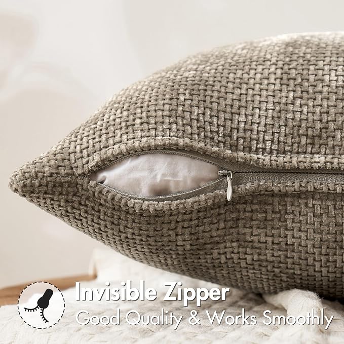MIULEE Pack of 2 Lumbar Couch Throw Pillow Covers 20x12 Inch Neutral Khaki - Image 6