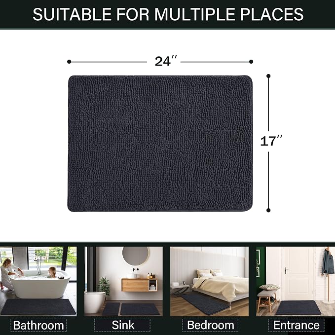LOCHAS Luxury Bathroom Rug Shaggy Bath Mat 24 x 17 Inch, Washable Non Slip Bath - Image 2