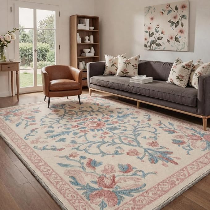 GENIMO 5x7 Area Rugs for Living Room, Machine Washable Non Slip Vintage Rugs - Image 2