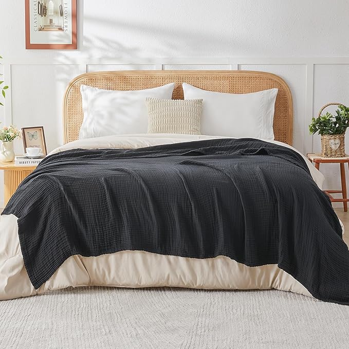 EMME Cotton Muslin Large Throw Blanket Couch Breathable Gauze Blanket Soft - Image 7