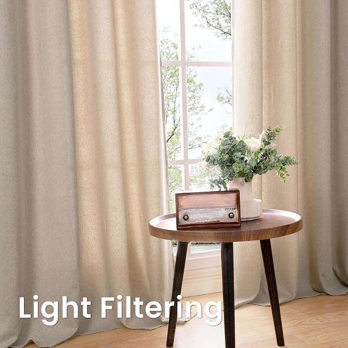 BGment 102 Inch Long Oatmeal Linen Curtains - Image 4