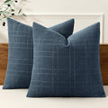 MIULEE Decorative Linen Check Euro Shams Throw Pillow Covers Neutral Farmhouse by MIULEE