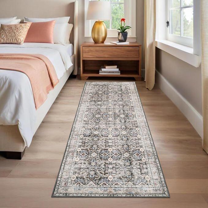 GarveeHome Runner Rug 2x6 Washable Vintage Floral Bathroom Rugs, Non Slip Low - Image 2