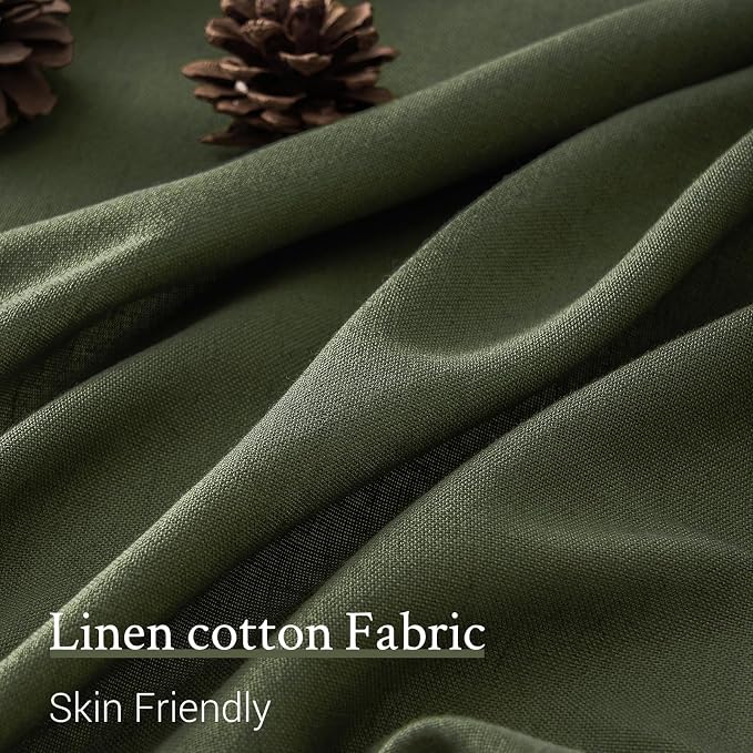 Topfinel Olive Green Pinch Pleated Linen Curtains 84 Inch Length 1 Panels - Image 4