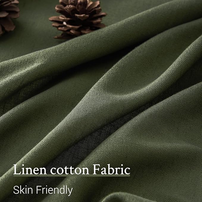 Topfinel 102 Inch Pinch Pleated Linen Curtains 1 Panels, Olive Green Semi Sheer - Image 4
