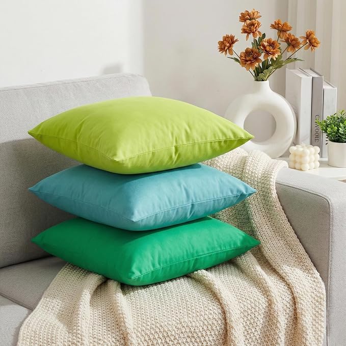 4-Pack 100% Cotton Comfortable Solid Decorative Throw Pillow Case, Thmyo Square - Image 3