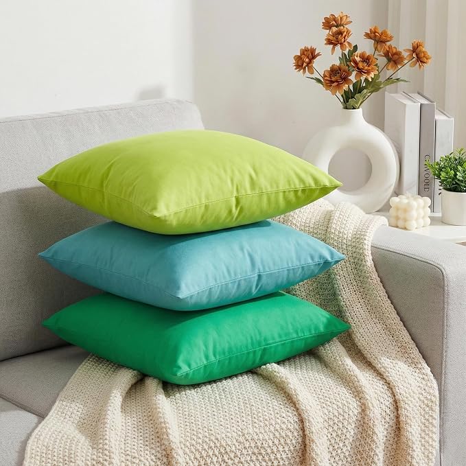 4-Pack 100% Cotton Comfortable Solid Decorative Throw Pillow Case, Thmyo Square - Image 3