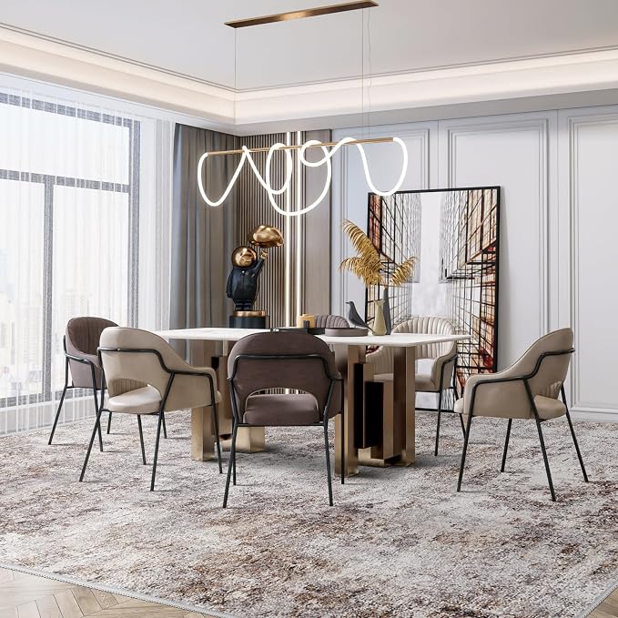 Abstract 10x14 Washable Rug: Modern Non Slip Area Rug Soft Carpet Foldable - Image 3