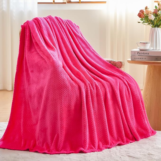 NEWCOSPLAY Super Soft Queen Blanket Dark Rose Red Premium Silky Flannel Fleece - Image 4