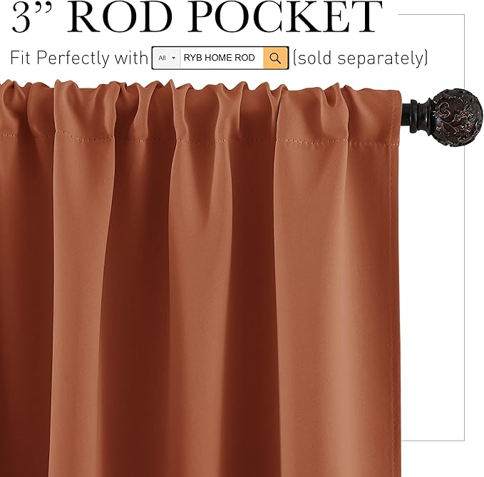 RYB HOME Short Blackout Curtains - Image 2
