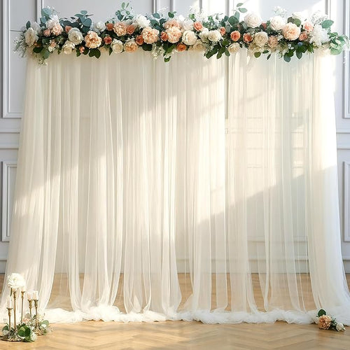 20ft x 12ft Champagne Tulle Backdrop Curtain by Suppromo
