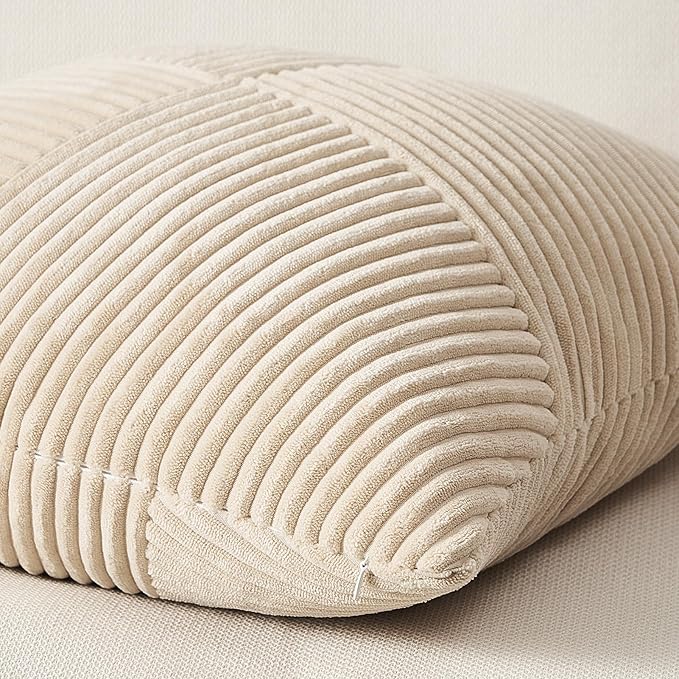 Topfinel Tan Decorative Throw Pillow Covers 12x12 Inch Set of 2 Striped - Image 5