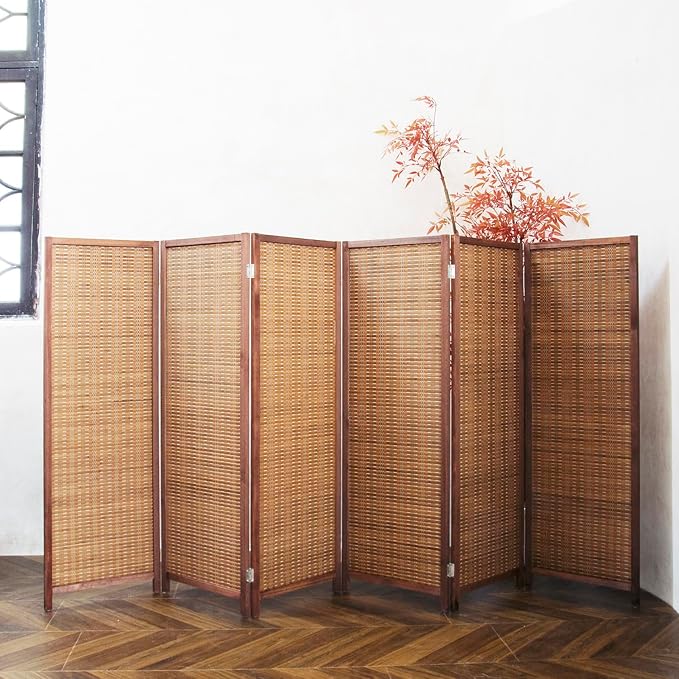 Furnnylane 6 Panel Short Room Divider Screen, Small Bamboo Panel Divider - Image 4
