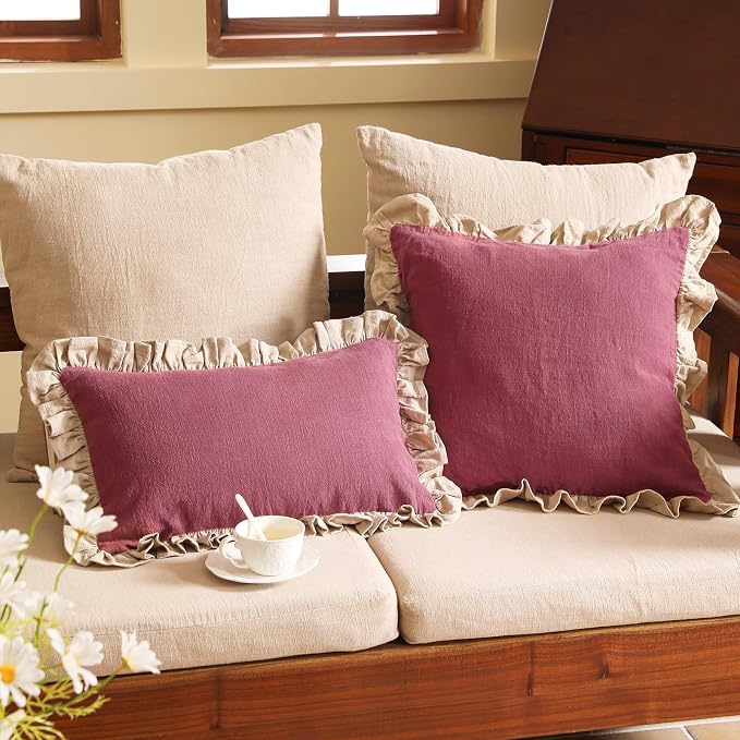 patdrea Rhodo Shabby Chic Decorative Throw Pillow Covers 12x20 Set of 2 - Image 3