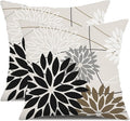 Black Brown Outdoor Pillow Covers 20x20 Inch Set of 2 White Gray Flower Throw by DFXSZ