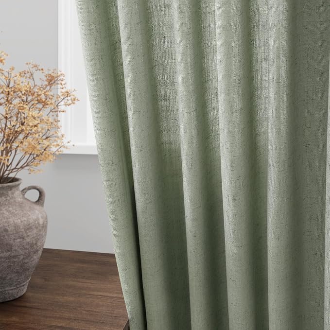Desert Sage Linen Curtains 90 Inch Long 2 Panels Set - Image 4