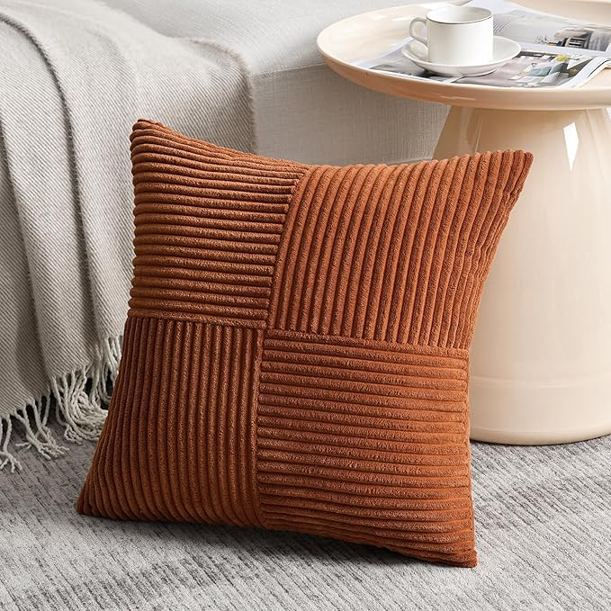 Fancy Homi 2 Packs Rust Decorative Throw Pillow Covers 22x22 Inch - Image 2
