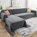 CAPALOCA Sectional Couch Covers, 2 Pieces Chenille Sofa Cover L Shaped Couch by CAPALOCA