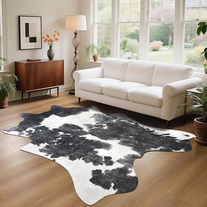 Easycozy Faux Cowhide Cow Print Rug: 5.2 x 6.2 Western Decor Faux Cowhide - Image 6