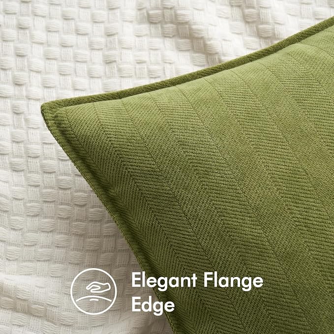 MIULEE Pack of 2 Moss Green Decorative Pillow Covers 18x18 Inch Soft Chenille - Image 2