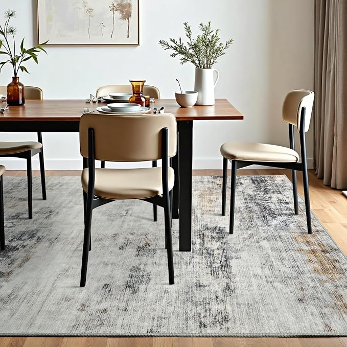 Toneed Abstract Area Rug 7x9 Modern Washable Rug Soft Non Slip Rug Low Pile - Image 3