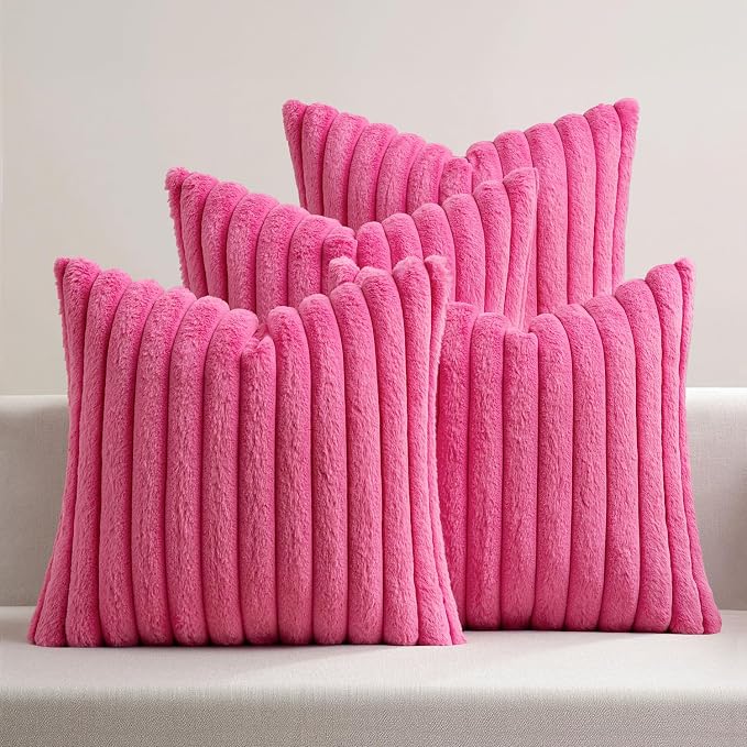 MIULEE Faux Fur Plush Decorative Throw Pillow Covers 18x18 Set of 4, Spring by MIULEE