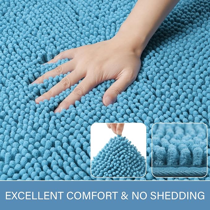 LOCHAS Luxury Bathroom Rug Shaggy Bath Mat 24 x 60 Inch, Washable Non Slip Bath - Image 3