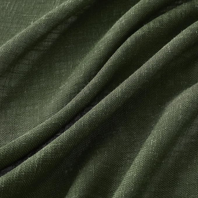 MIULEE Olive Green Linen Curtains 90 Inch Length 2 Panels - Image 4