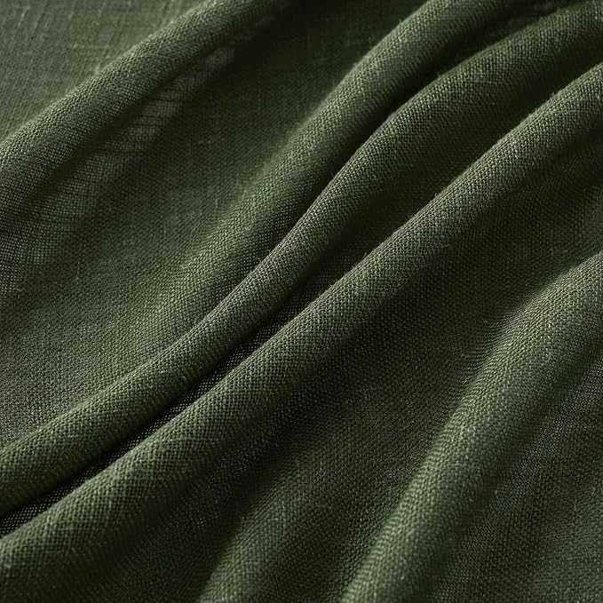 MIULEE Olive Green Linen Curtains 72 Inch Length - Image 4