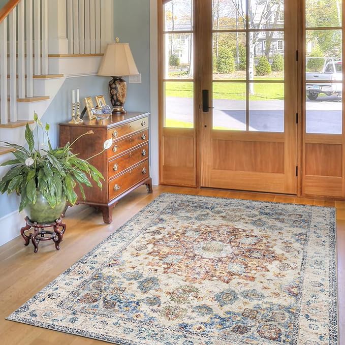 Area Rug 3×5, Vintage Boho Rug, Ultra-Soft Low Pile, Non Slip, Stain Resistant - Image 6